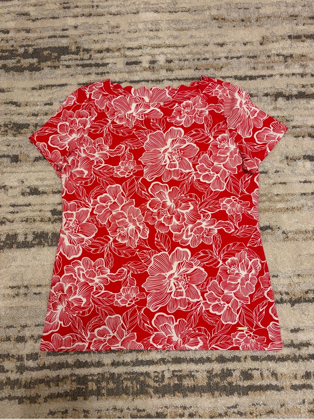 Anne Klein | Red Floral Short Sleeve Women's Top size S